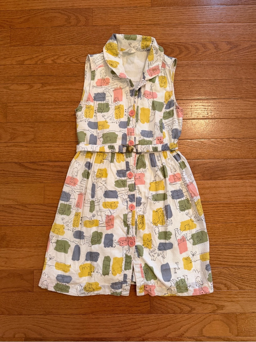Mini Boden Retro Belted Dog Shirt Dress